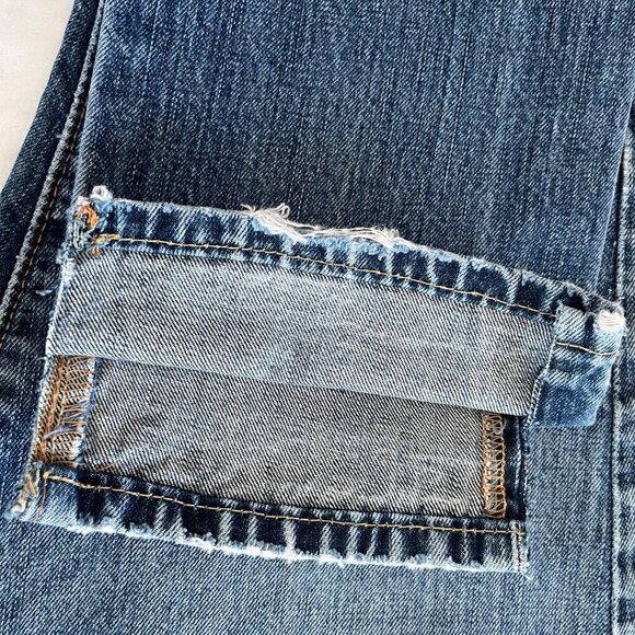 Abercrombie Fitch Jeans Mens 34x32 Blue Skinny Button Fly Denim Pants Modified - Picture 7 of 12